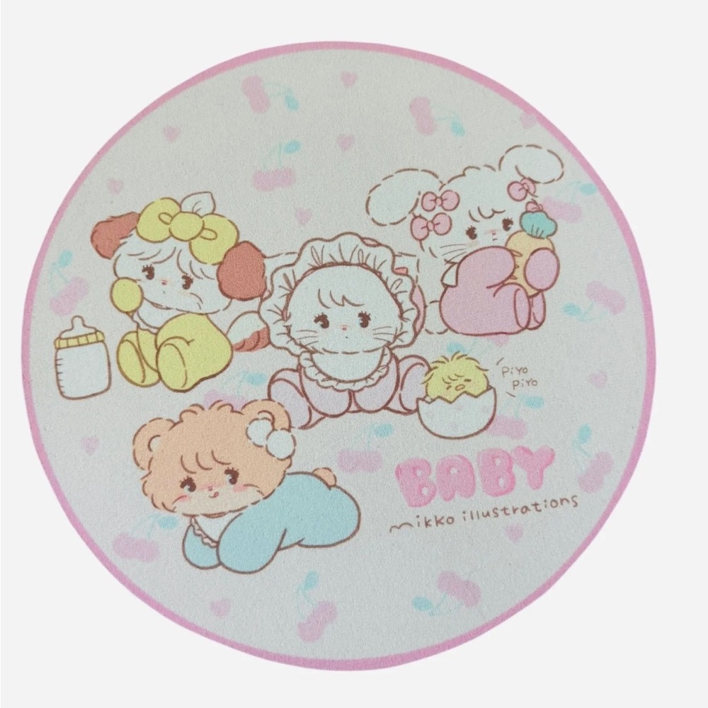Kawaii Baby Mikko Illustrations Round Mousepad